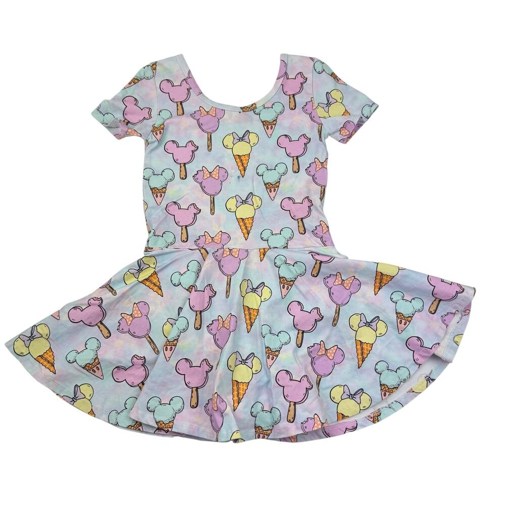 Wild Rich Kids WRK Disney Pastel Mickey Ice Cream Skirted Leo Dress, Size 9/10